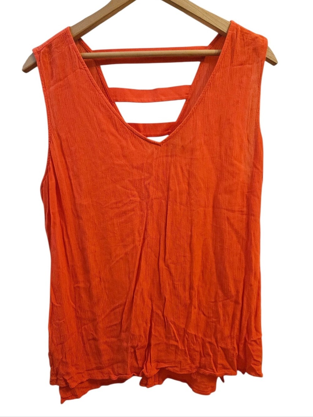 a.n.a A New Approach Orange V-Neck Tank Lightweight Rayon Sz XL